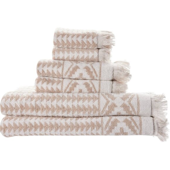 6 Pc. PENDLETON Sundown TOWEL SET Tan/Cream ~ Luxurious! - Picture 2 of 7